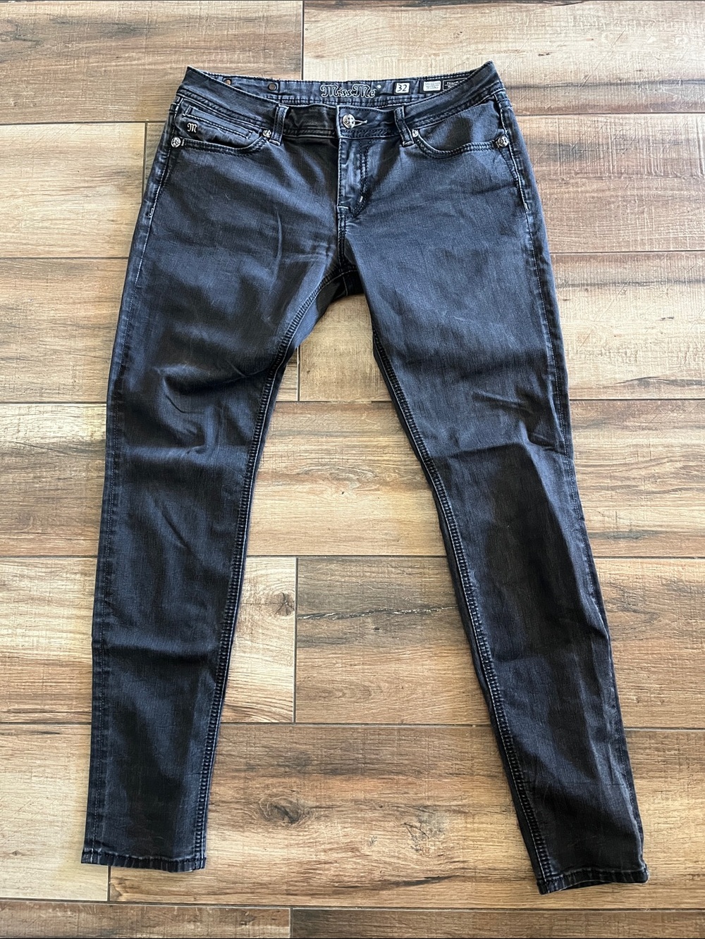 Miss Me Black Skinny Jeans with Subtle Stitching-Sequin Angel Wings